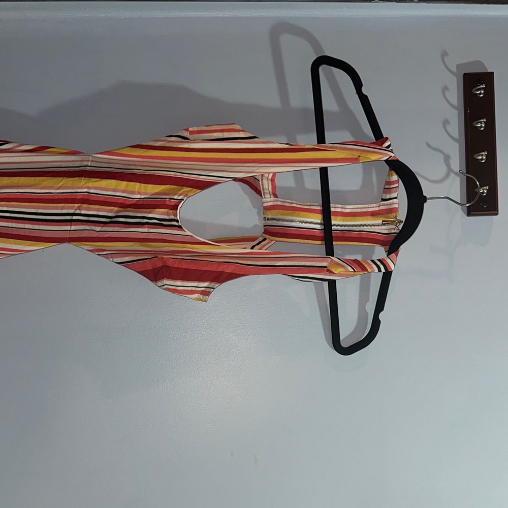 Vibrant Striped Backless Dress